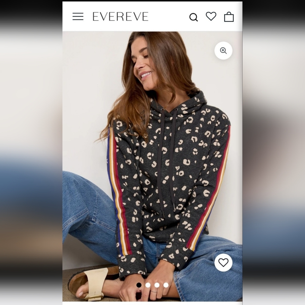 Evereve Charcoal Leopard Hoodie NEW